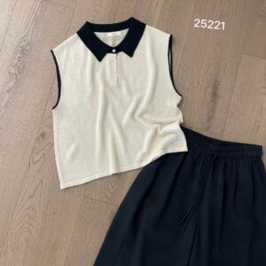 Minimalist Commuter Collared Knit Sleeveless Versatile Layering Top