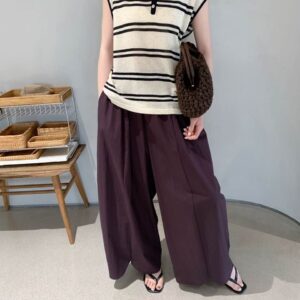 Color Contrast Polo Collar Horizontal Stripe Sleeveless Knit Waistcoat