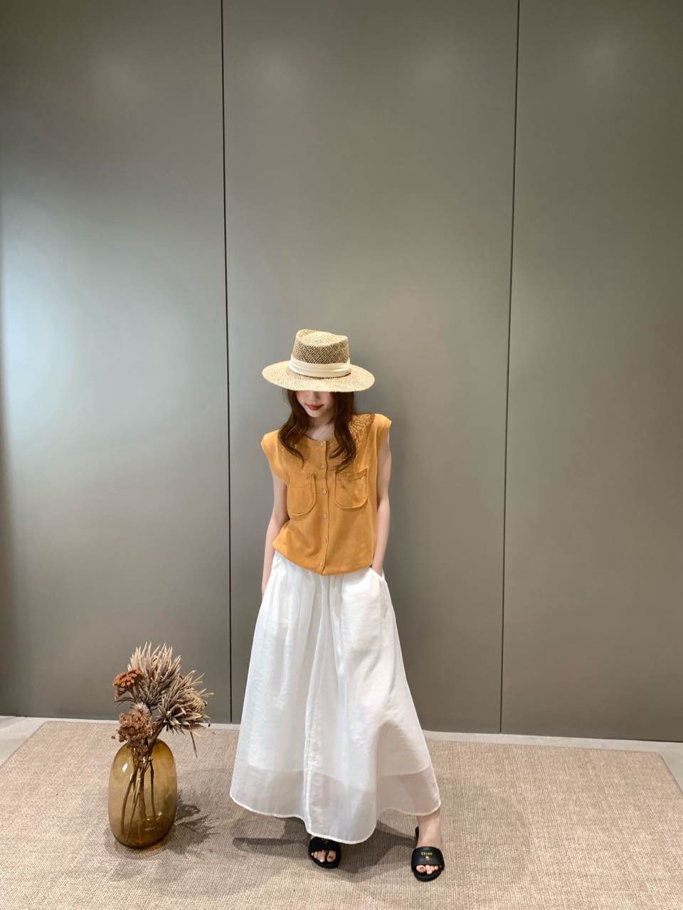 Korean Lazy Style Breathable Cotton Swing Skirt, Figure-Flattering Maxi Skirt