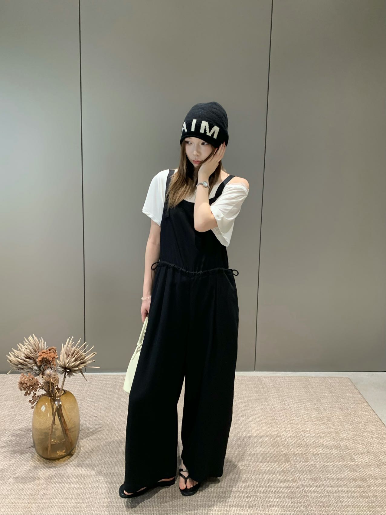 Black Square Neck Drawstring Waist Cami Wide Leg Jumpsuit