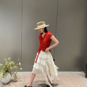 Irregular Streamer Layered Chiffon Tiered Midi Skirt