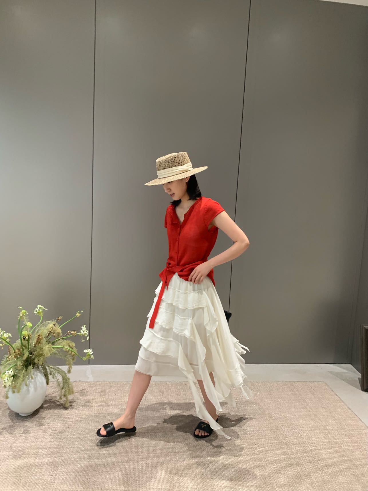 Irregular Streamer Layered Chiffon Tiered Midi Skirt