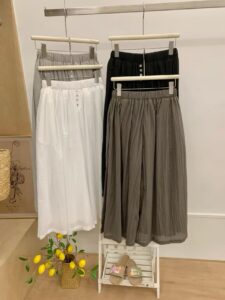 French Retro Linen-Cotton Button Placket Pleated Casual Wide Leg Pants