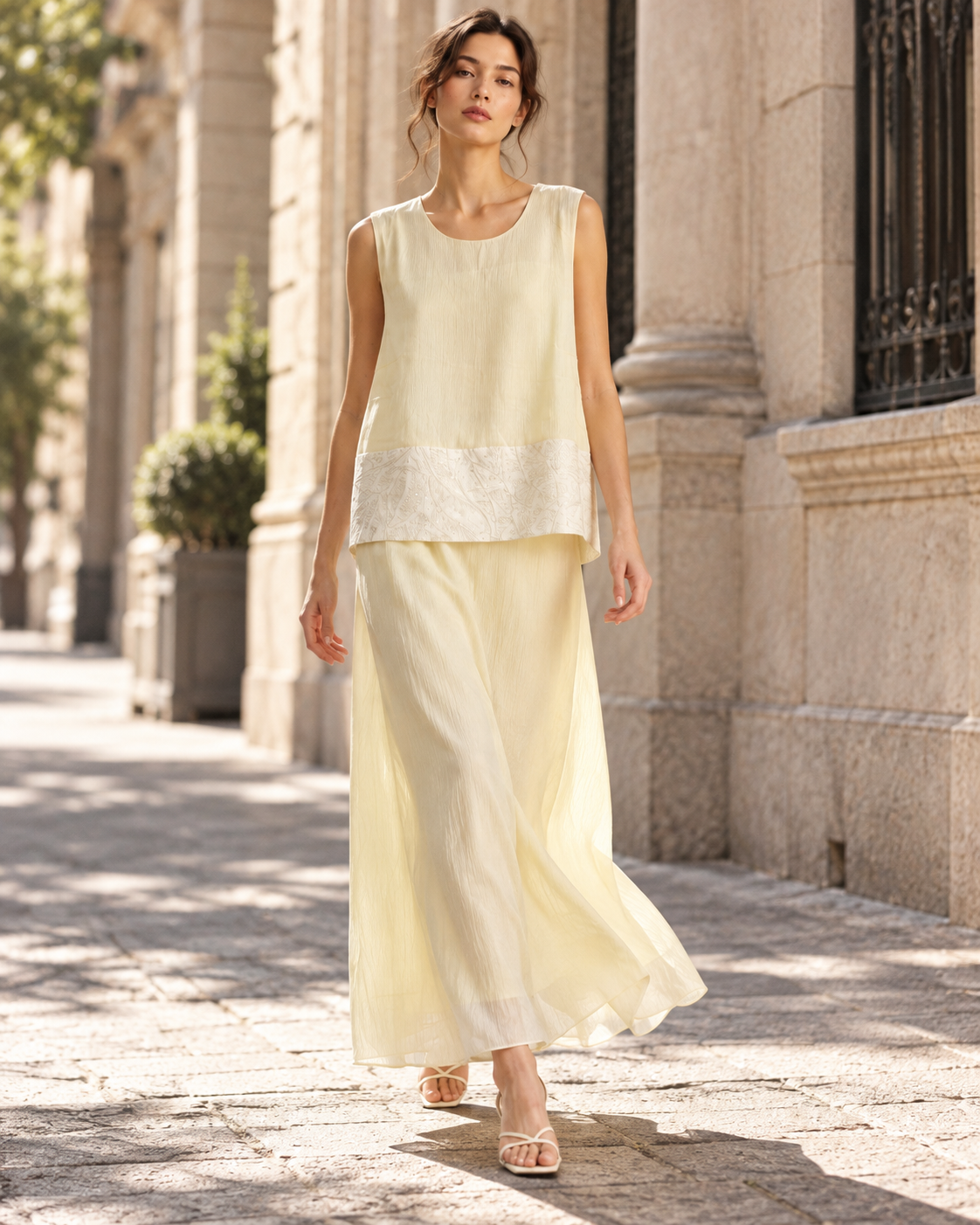 Relaxed Sleeveless Top & Flowing Maxi Skirt Set