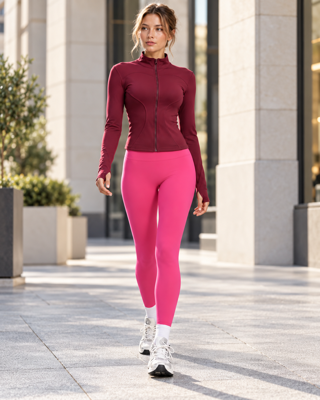 Full‑Zip Stand Collar Workout Jacket & High‑Waist Stretch Leggings Activewear Set